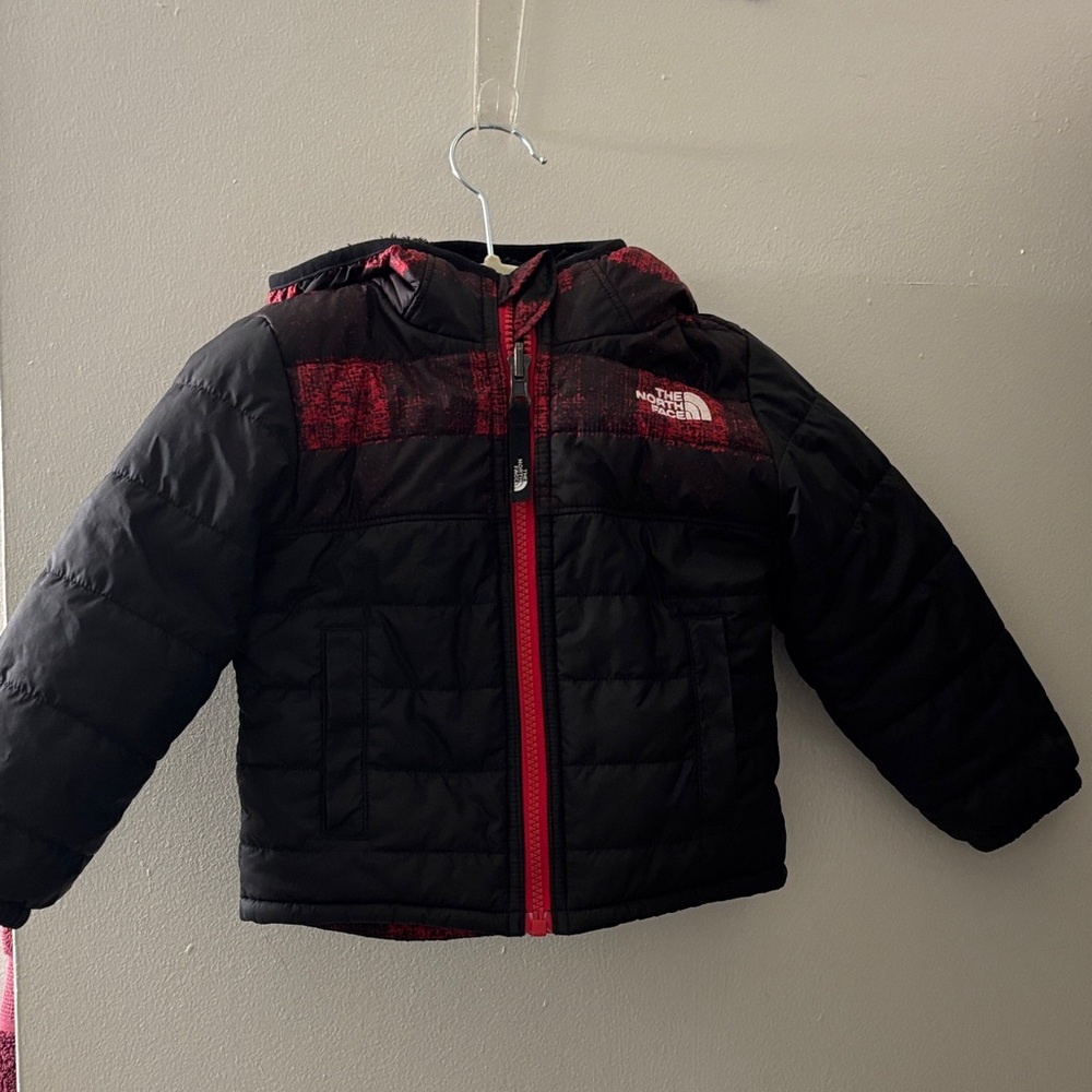 The North Face Toddler Black and Red Reversible Teddy Jacket